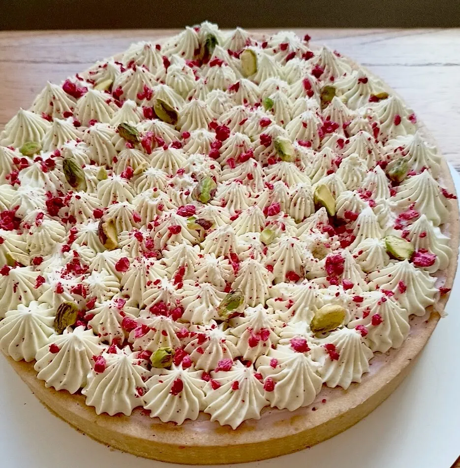 Frangipane de pistacho y frambuesas
